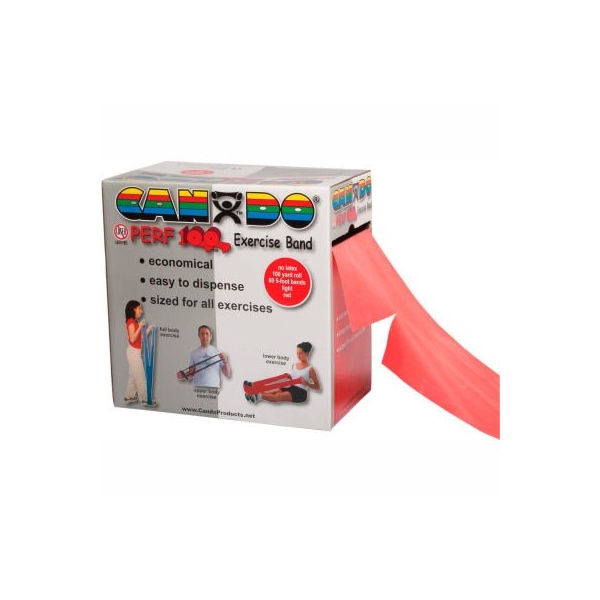CanDo Perf 100 Latex Free Exercise Band, Red, 100 Yard Roll, 1 Roll/Box